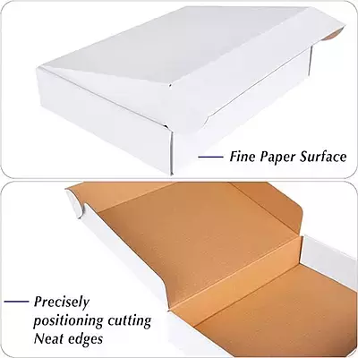 Flat 9 X 6 X 2 inch Auto Lock Mailer Corrugated white Boxes - 3 PLY