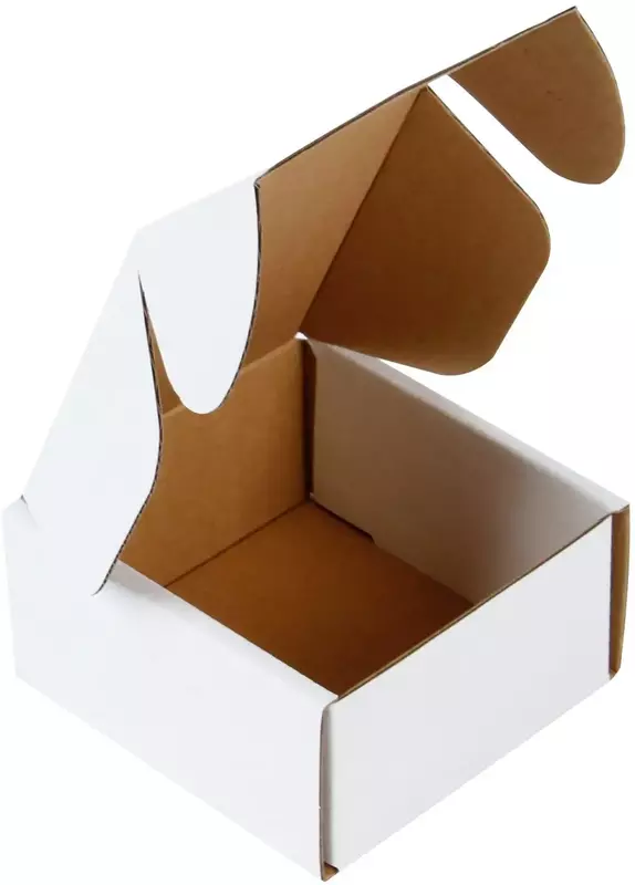 5x5x2 Inch White 3-Ply Self Locking Cardboard Mailing Boxes for E-commerce and Gift Packaging.