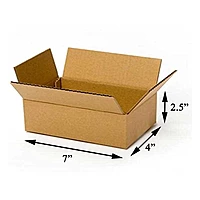 7 X 4 X 2.5 inch Corrugated Brown Boxes - 3 PLY