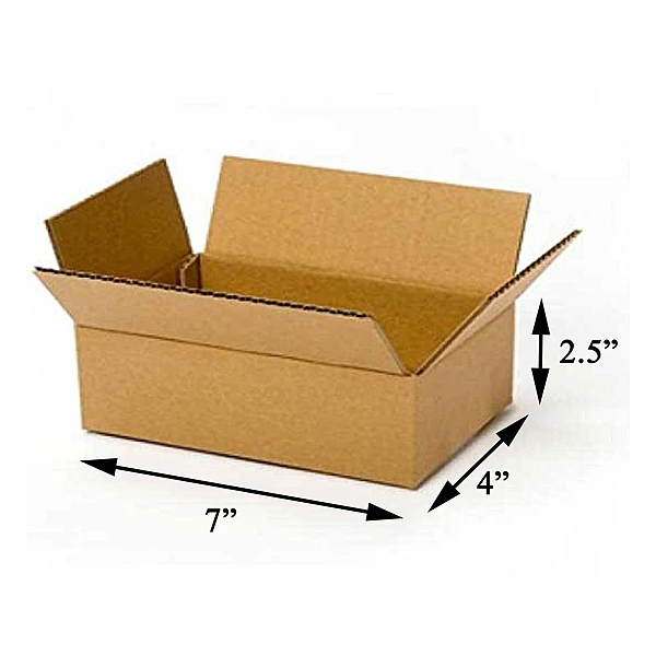 7 X 4 X 2.5 inch Corrugated Brown Boxes - 3 PLY