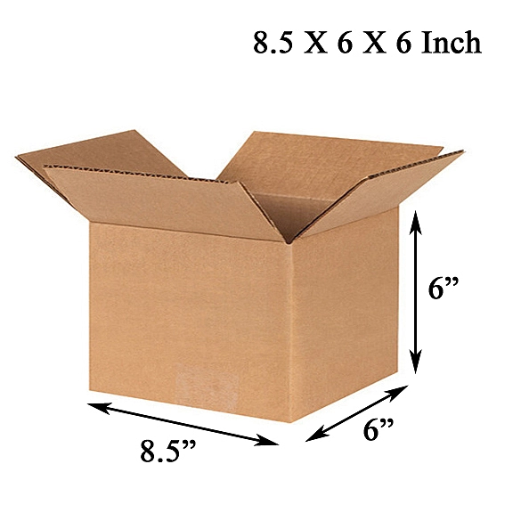 8 X 6 X 6 inch Corrugated Brown Boxes - 3 PLY