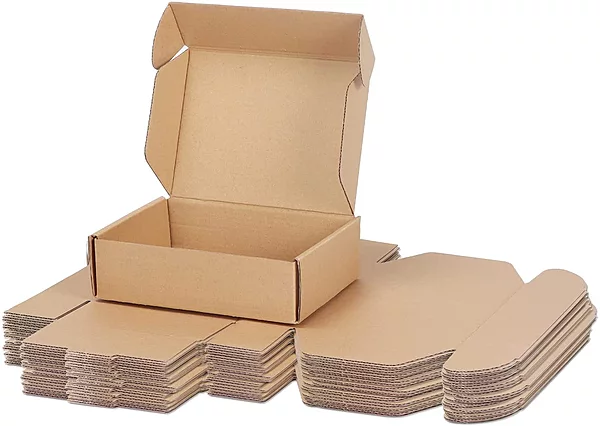 Flat 7 X 6 X 1.75 Inch Auto Lock Mailer Corrugated Brown Boxes - 3 PLY