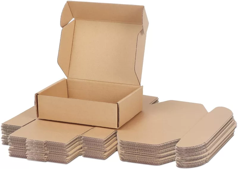 Mailer 7x7x2 inch Auto Lock Flat Corrugated Brown Boxes - 3 PLY